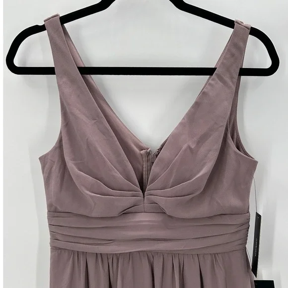 NWT Lulus Dusty Leading Role Taupe Mauve VNeck Maxi Dress Bridesmaid Formal  Sz S